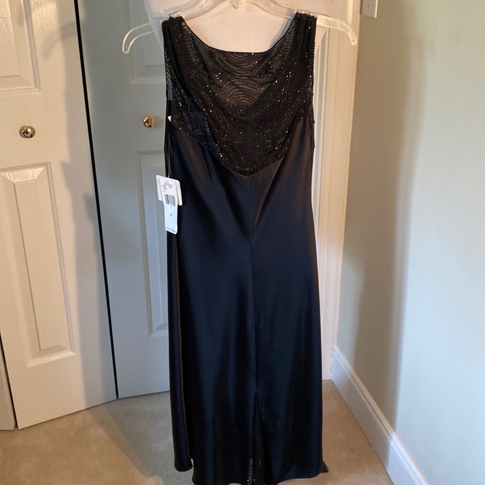 NWT Black Evening Gown with Beaded Bodice